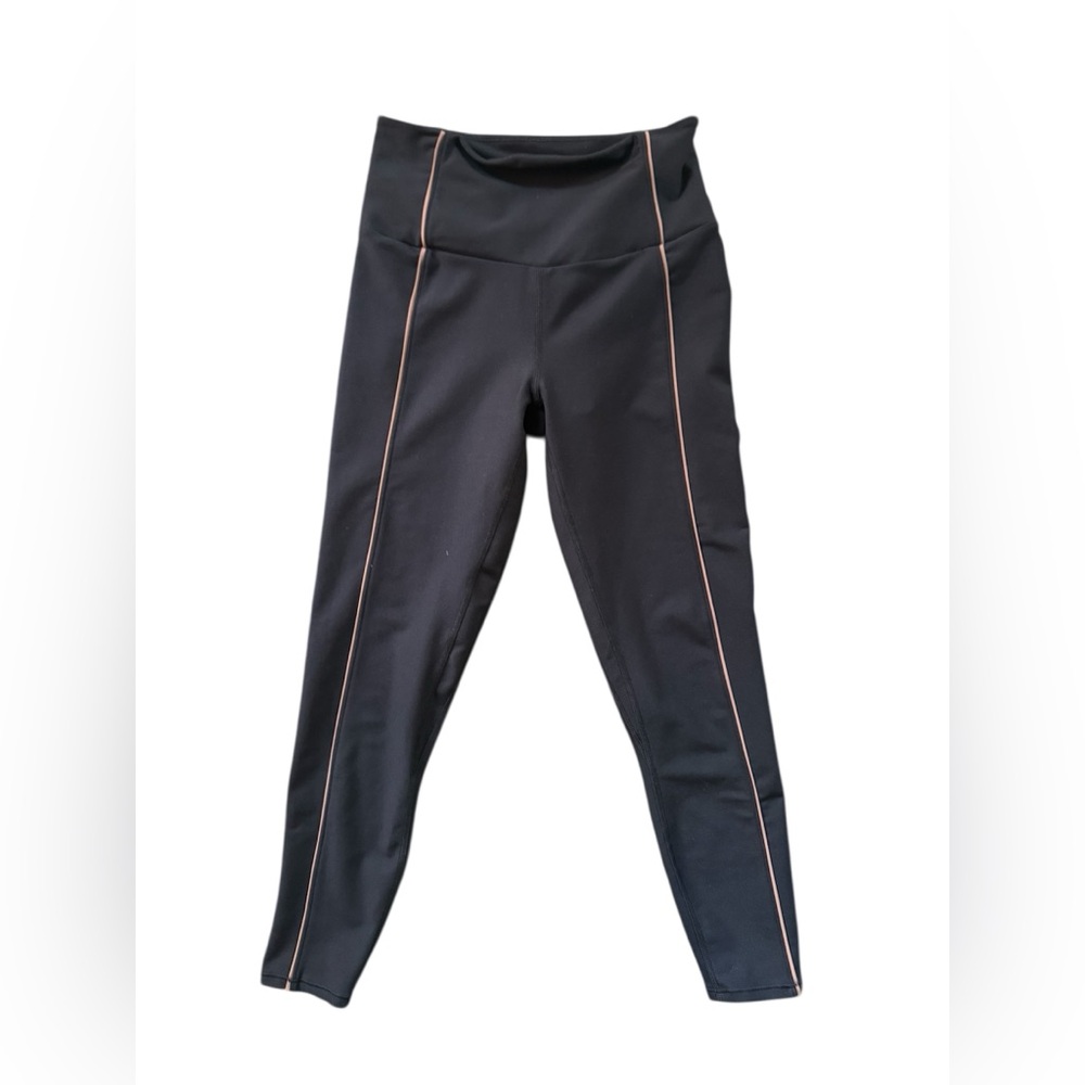 YFB‎ Black Leggings with Tan Piping Women's Athletic Leggings Athleisure Size S